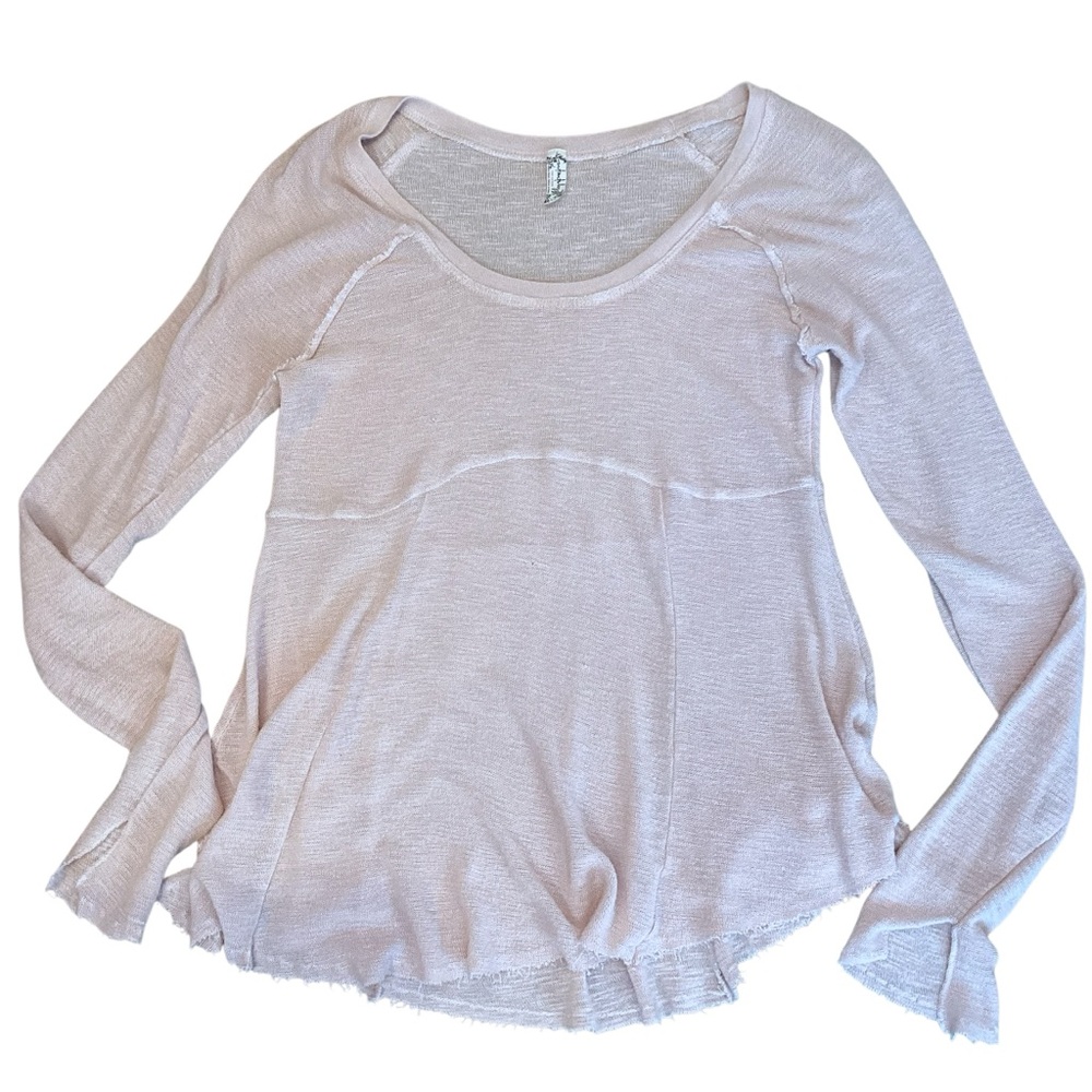 Free People Softly True Tee Ballet‎ Pink Medium Semi Sheer Knit Peplum Scoop